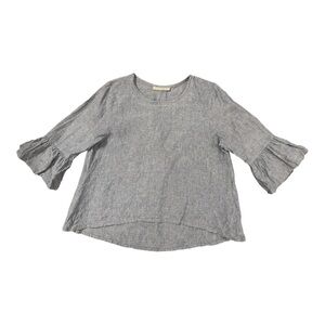 Bryn Walker Fran Linen Bell Sleeve Hi-Low Tunic Top Blouse Sz Small